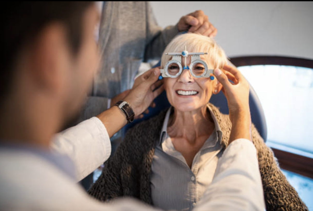 Home eye test being performed